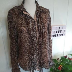 Animal Print Ruffled Blouse